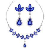 Juwaliy Women Bridal Jewelry Set Teardrop Crystal Necklace Earrings For Bride Bridesmaid Wedding Party Prom Gift Atsx0002